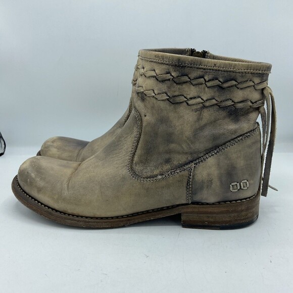 Bed Stu Craven Leather Fringe Distressed Ankle Boots Sz 10 - Picture 1 of 6